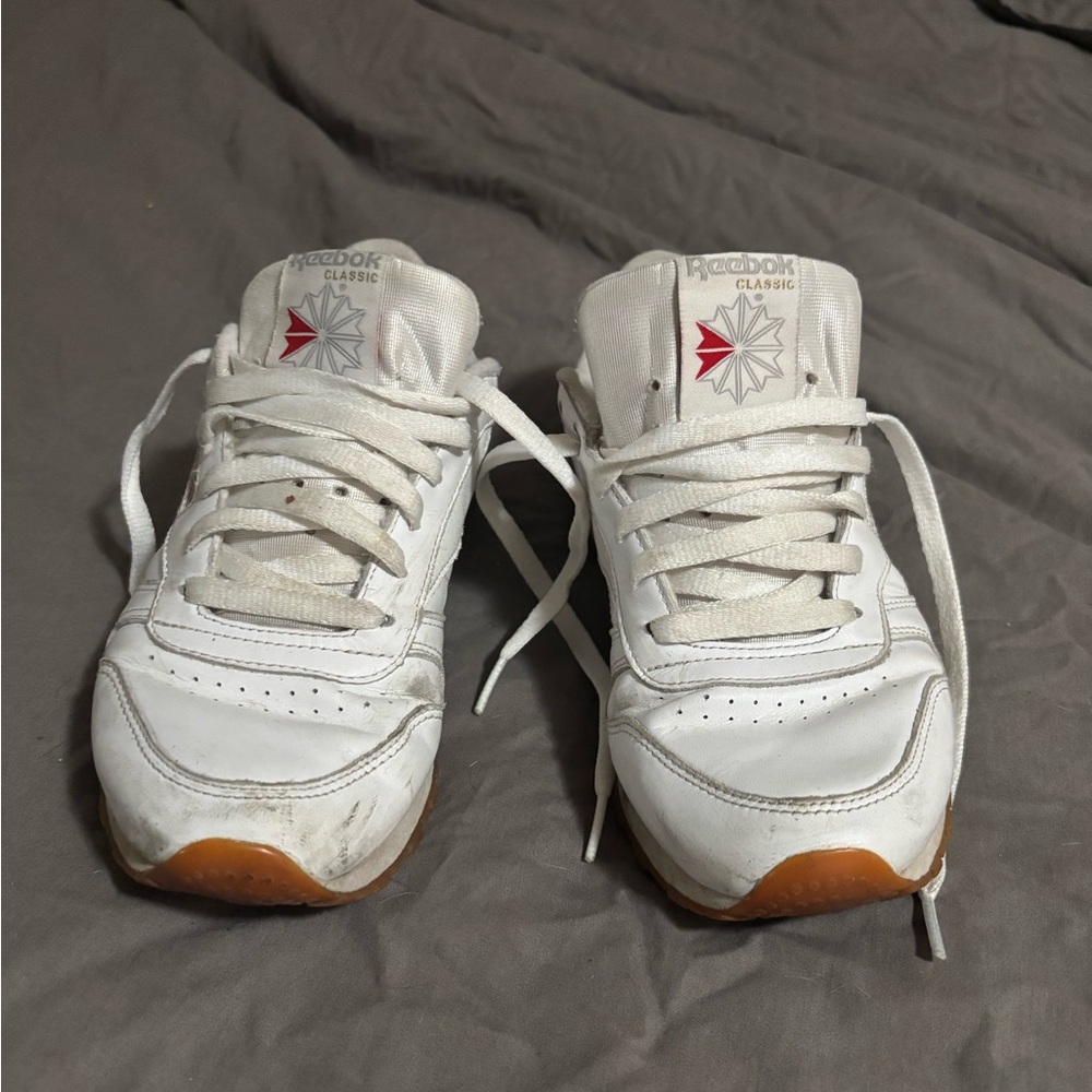 Reebok White and Red Classic Sneakers